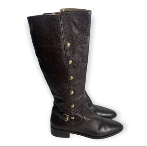 Michael Michael kors carney coffee brown leather studded knee high riding boots